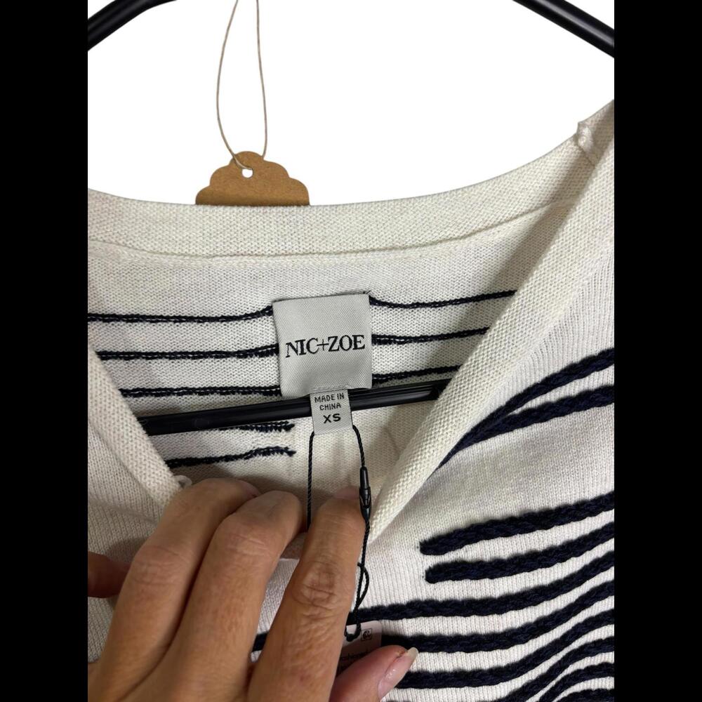 NIC+ZOE Striped Knit Sweater - White Multi XS - Picture 3 of 4